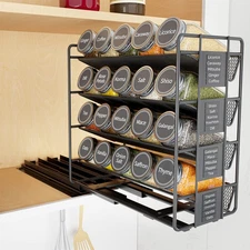 SpaceAid Pull-Out Spice Rack Organizer with 20 Jars, Kitchen Cabinet & Pantry...