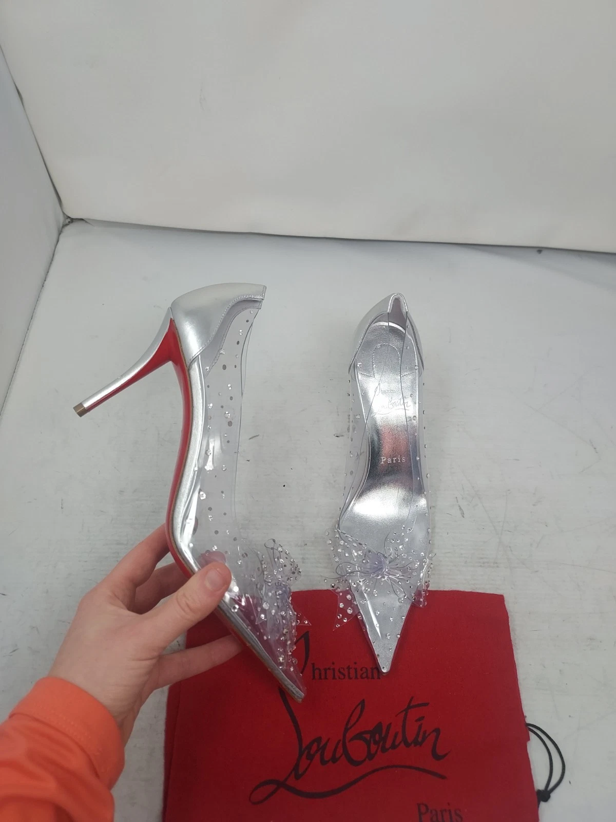 Christian Louboutin — Christian Louboutin EU 38.5 US 8.5 NEW Jelly Strass Bow Wedding Crystal PVC Pump