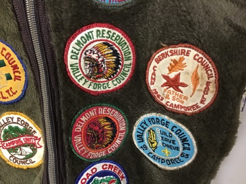 Vintage BSA Boy Scout 1960's Collectible Patches on Brown Vest Valley Forge Etc - Picture 7 of 13