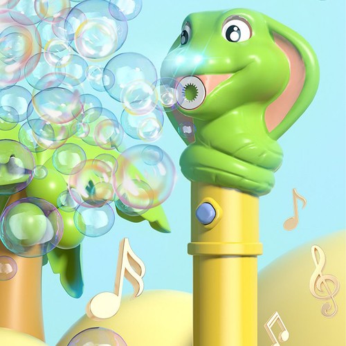 Automatic Bubble Wand Snake Head Blowing Machine Cute Cartoon Green Snake - Picture 4 of 12
