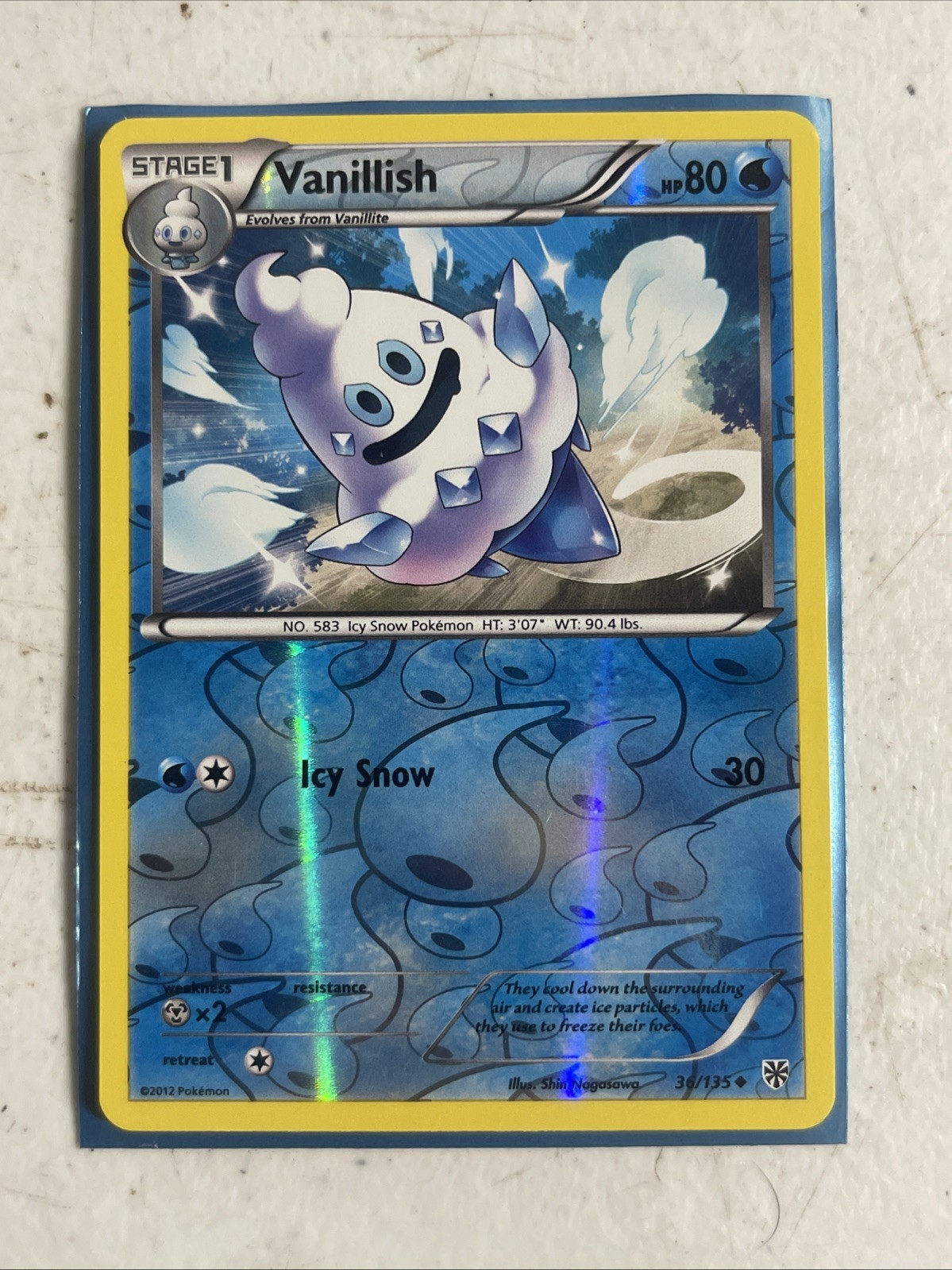Pokemon - Vanillish - 36/135 - Uncommon - Reverse Holo - BW Plasma Storm -