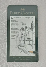Faber Castell 9000 Art Design Graphite Pencils Tin Set 12 Pencils New Sealed