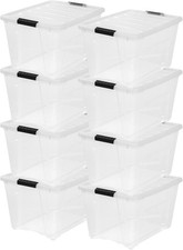 54 Qt Stackable Plastic Storage Bins W/ Lids 8 Pack BPA-Free Made in USA