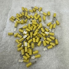 200 PCS 12-10 Yellow VINYL QUICK DISCONNECT MALE .250 1/4" SPADE CONNECTOR.
