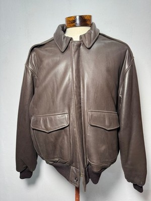 Vintage 90s Museum Leather Flight Jacket Brown Made in USA