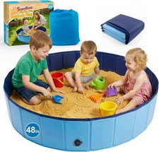 48'' Large Sandbox for Kids, Foldable Sand Box for Outdoor Indoor