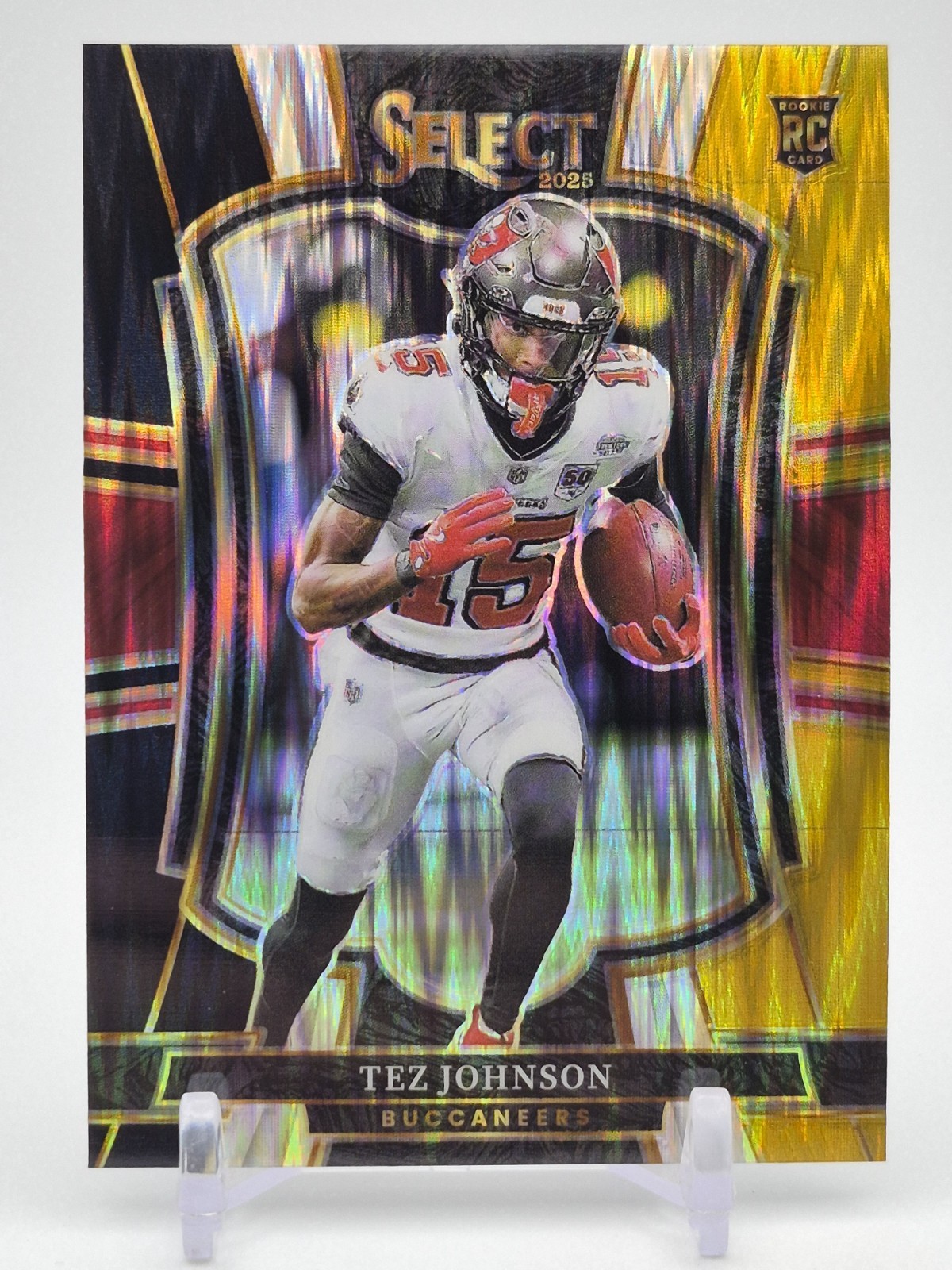 ⚫️🟡 2025 Panini Select Tez Johnson Black & Gold Prizm Shock Rookie #138 🟡⚫️