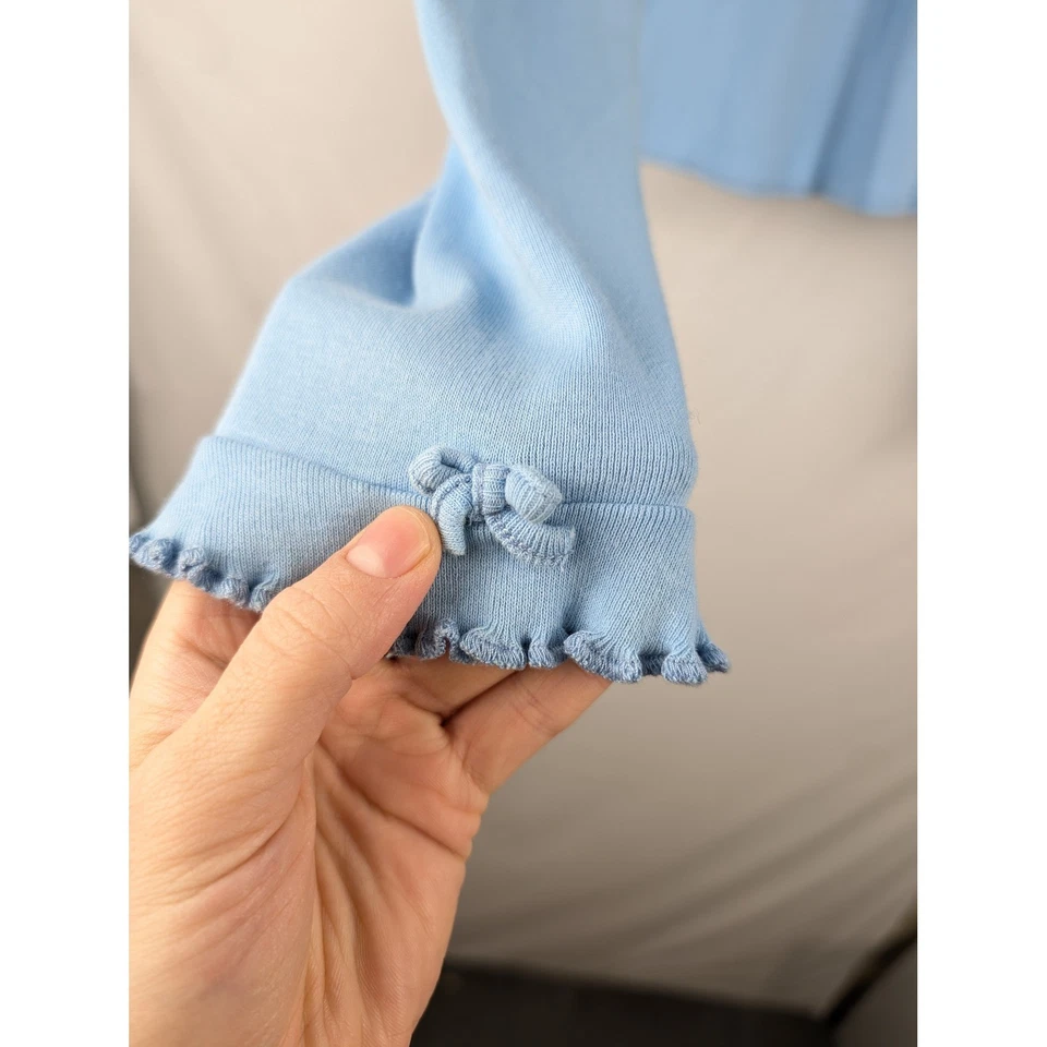 Top De Colección Spiegel Azul Volantes 100% Algodón Cuello en V Manga Larga L Coqueta Delicada Y2 Foto 4 de 4