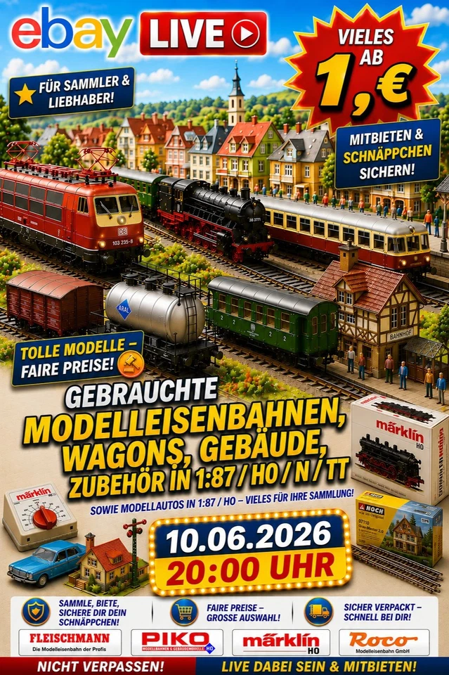 Gebrauchte Modelleisenbahnen, Wagons, Zubehör N/H0/TT und Modellautos 1:87
