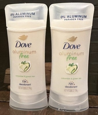 2 Pack: Dove Beauty Solid Deodorant Stick Cucumber & Green Tea Alum Free 2.6 oz
