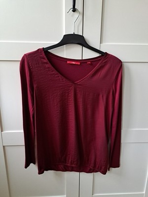   Blusenshirt S. Oliver, Materialmix, Gr. 36, bordeaux-rot, neuwertig  