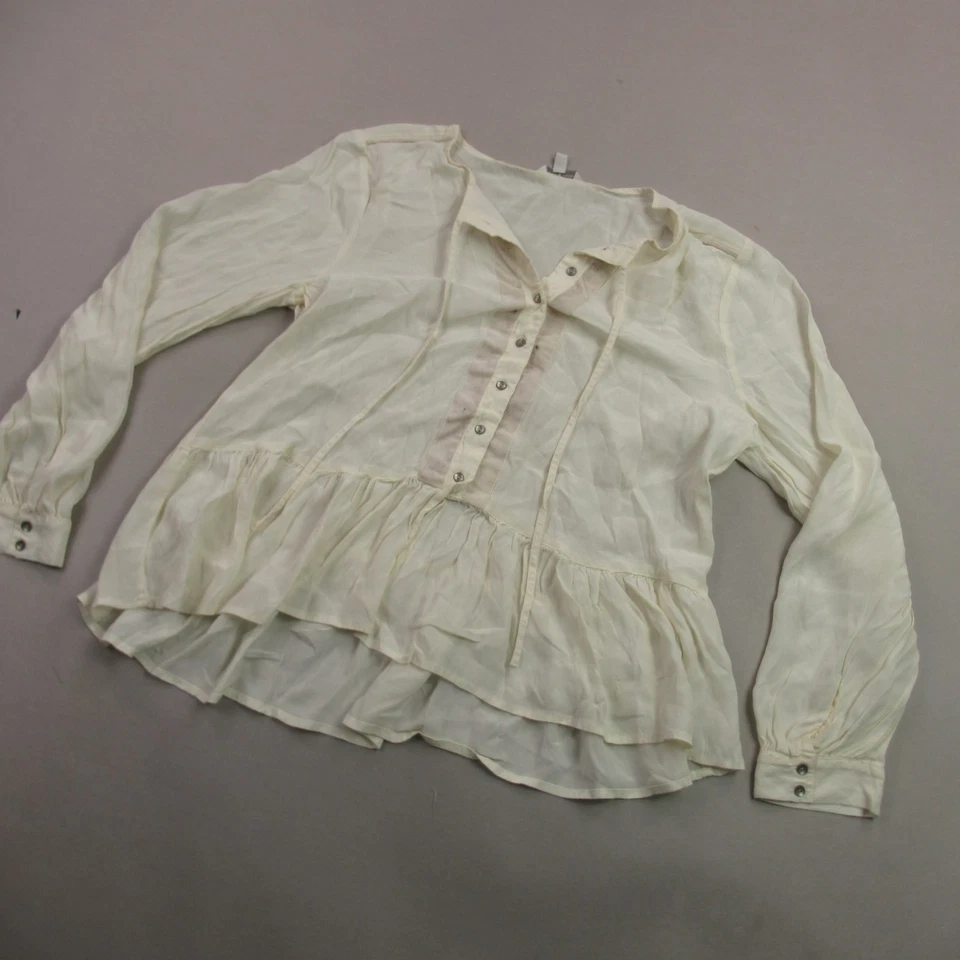 Lucky Brand Shirt Womens Medium Long Sleeve Button Front Casual Yellow - Image 2 of 4