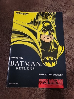 Batman Returns Super Nintendo Konami Manual Mint Collector's Shape Snes Manual