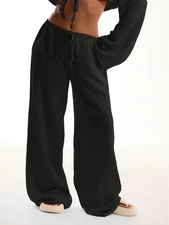 Casual Oversized White Sweatpant Solid Wide Leg Pants Fashion Women 