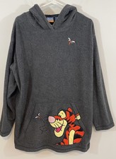 Vtg Pooh Tigger Disney Fleece Hoodie Pullover women sz 1X Embroidered sweatshirt