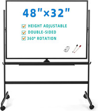 32X48 Inches Large Mobile Dry Erase Whiteboard with Rolling Stand - Double Sided