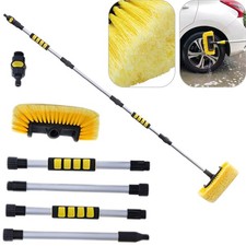 Water Fed Car Wash Brush Long Telescopic Soft Bristle Pipe Hose Washer Handle