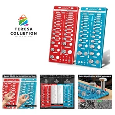 Standard and Metric,Bolt Size and Thread Gauge with 26 Standard & 26 Metric B...