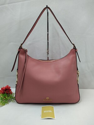 Michael Kors Laney Pink Leather Zipper Closure Large Hobo Shoulder Bag - $358