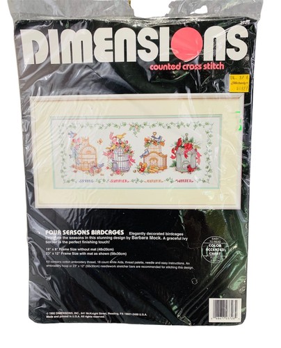 Dimensions Counted Cross Stitch kit #3728 1992 Four Seasons Birdcages sealed pkg - Picture 7 of 9