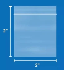 (2" x 2") 2 Mil Thick Clear Plastic Reclosable Zip Poly Bags, Lock Seal Zipper