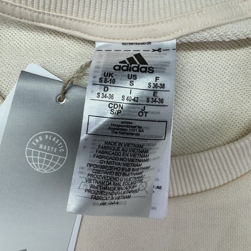 ADIDAS Sweater Women's Small Cream Essentials Linear Pullover Long Sleeve NWT - Picture 3 of 13
