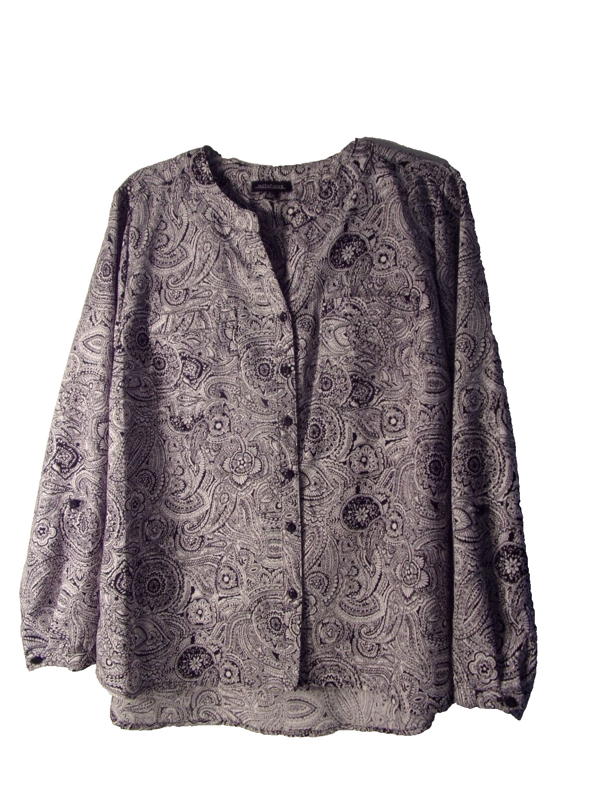 NOTATIONS Long Sleeve Button Up Blouse Shirt Top … - image 2