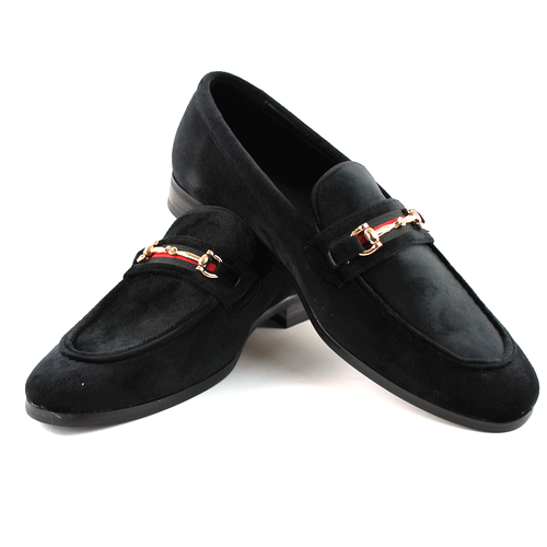 Men's Black Velvet Dress Shoes Slip On 
