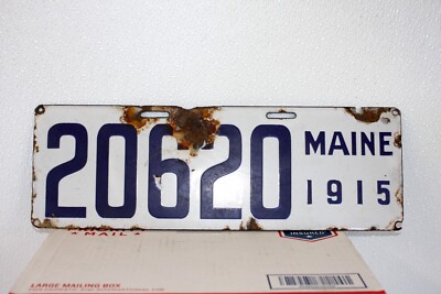1915 15 MAINE ME PORCELAIN LICENSE PLATE TAG #20620 | eBay