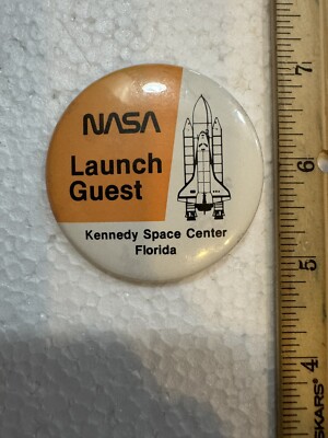 NASA Space shuttle LAUNCH GUEST BUTTON -  Orange
