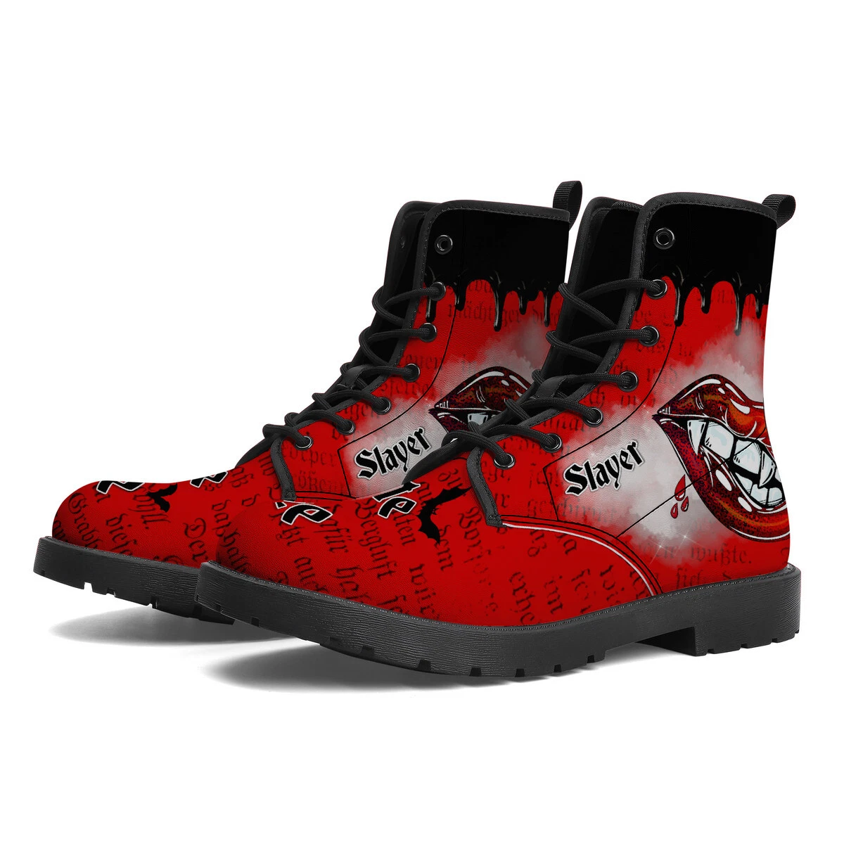 Bite Me Halloween Bat Canvas Boots Winter Gothic Flat Shoes