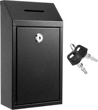 Metal Donation Box Collection Box Suggestion Box with Lock Wall Mounted Mailbox