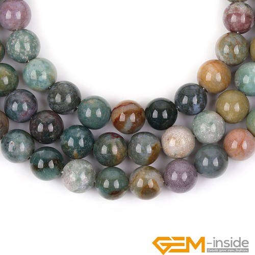 Natural Multicolor India Agate Round Loose Big Hole Beads for Jewelry Making 15" - Picture 6 of 34