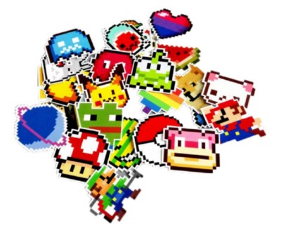 Super Mario & Characters Pixel Stickers Assorted Lot of 25 Pieces