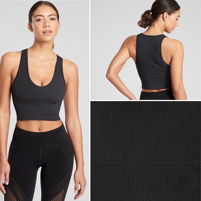 Athleta Aurora Crop Rib Tank Medium Black Wicking V-neck No Chafe Yoga Top  for sale online | eBay