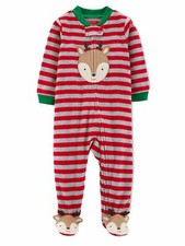 Carters Infant Boys Red Stripe Reindeer Christmas Sleeper Holiday Pajamas 3m