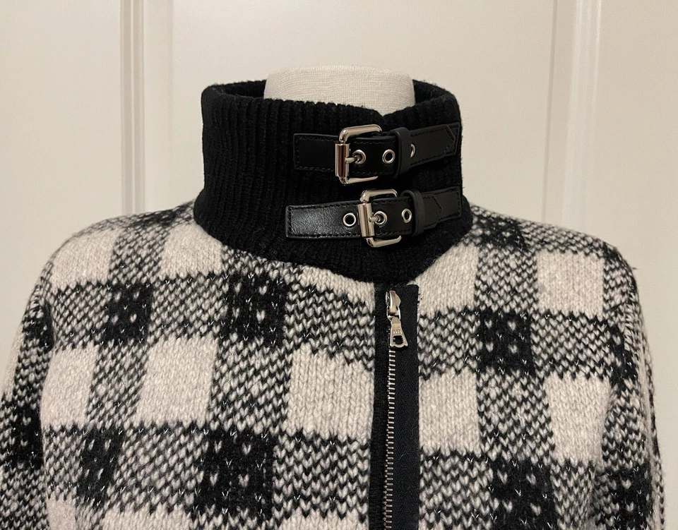 Chaqueta Bomber 3.1 Phillip Lim Negra/Blanca A Cuadros Lana/Cachemira ~ Talla-L ~ INCREÍBLE Foto 2 de 4