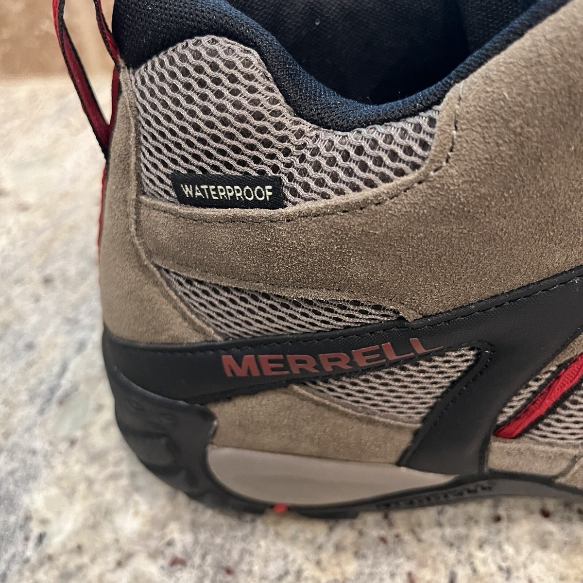 NEW Merrell Deverta Mid Vent WP Boulder/Fiery Red Merrell Deverta Mid Vent Waterproof J375804C Boots  main image 2