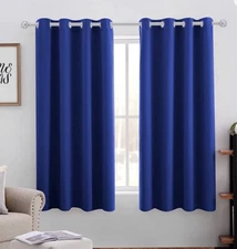 HOMEIDEAS Blackout Curtains 52 X 63 Inch Set of 2 Panels Royal Blue Room
