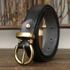 2.3CM Genuine Leather Belt For Women Copper Retro Full Match Casual Jeans