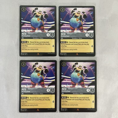 x4 Lorcana Disney 187/204 Pete Wrestling Champ Rare Card Playset 4x Skies