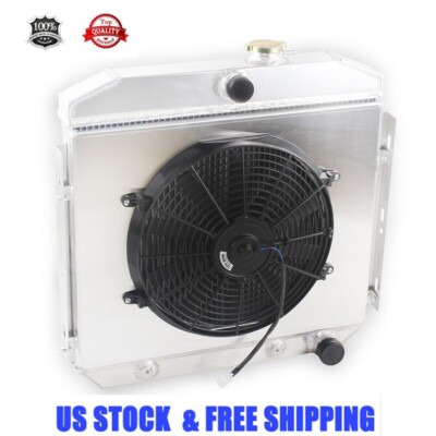 3Row Full Aluminum Radiator+Shroud Fan For 1955-57 Chevy Bel Air Nomad L6 V8 New