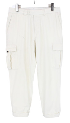 Suitsupply Blake Flat Front Cargo Hose Herren UK 32 Gekrempelt Kord Weiß