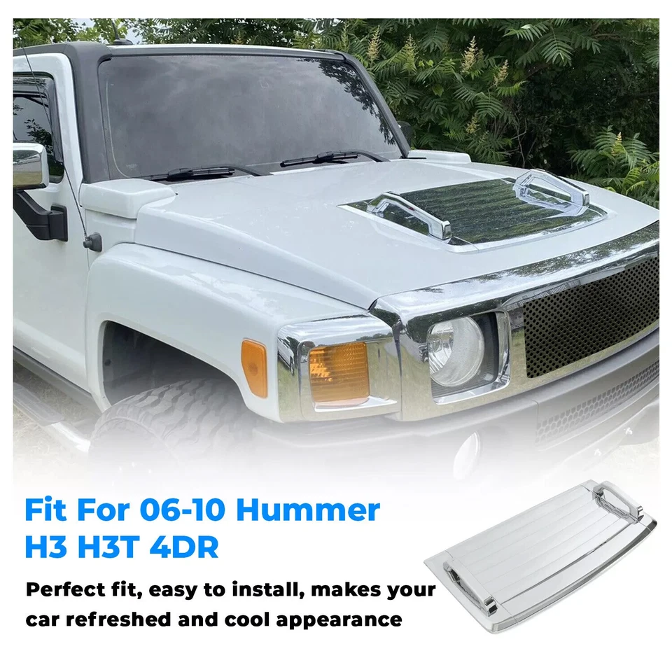 New Hood Deck Vent Panel Handle Cover Trim Chrome For 2006-2010 Hummer H3 - Image 3 of 4