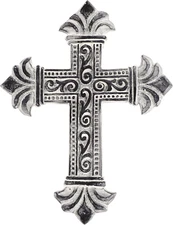 ARDOUR Distressed White Wall Cross for Home Decor.Metal Hanging Decorative Cross