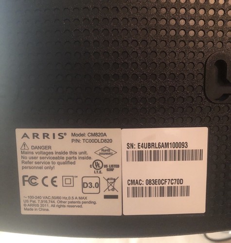 Arris CM820A DOCSIS 3.0 Kabelmodem CM820 TC00DLD820 - Bild 3 von 6