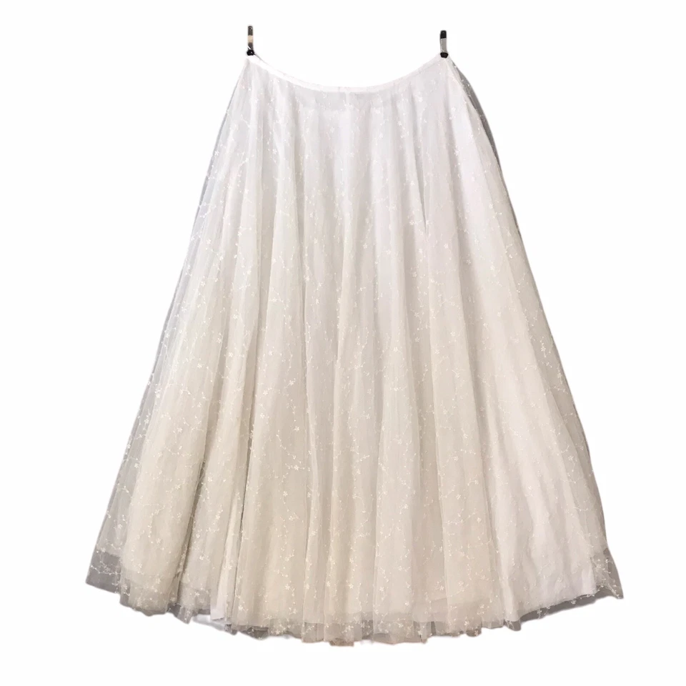 Maxi Falda The White House Alexia Admor Bordada Tul IMPRESIONANTE Blanca Talla 12 Foto 2 de 4