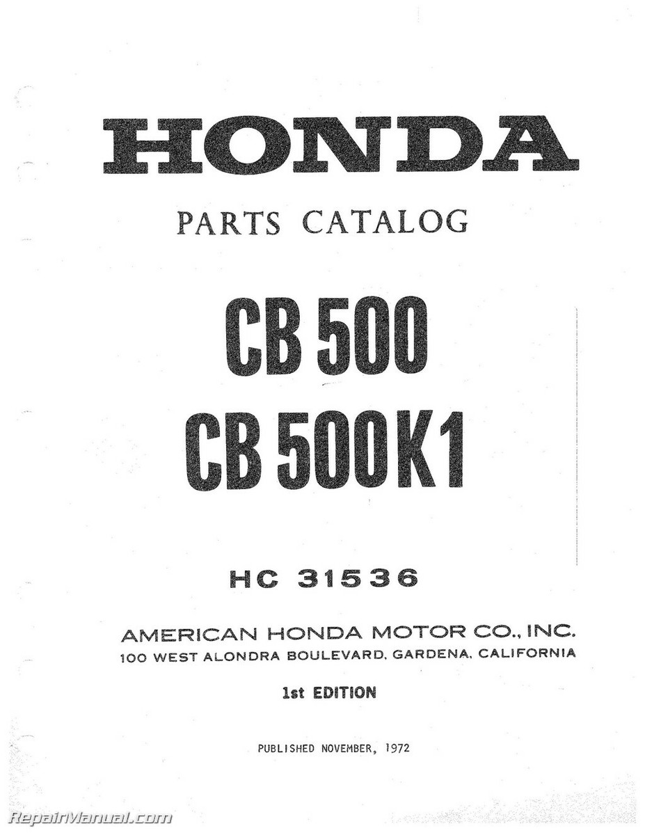 1971-1972 Honda CB500K CB500K1 Four Cylinder Parts Manual | eBay