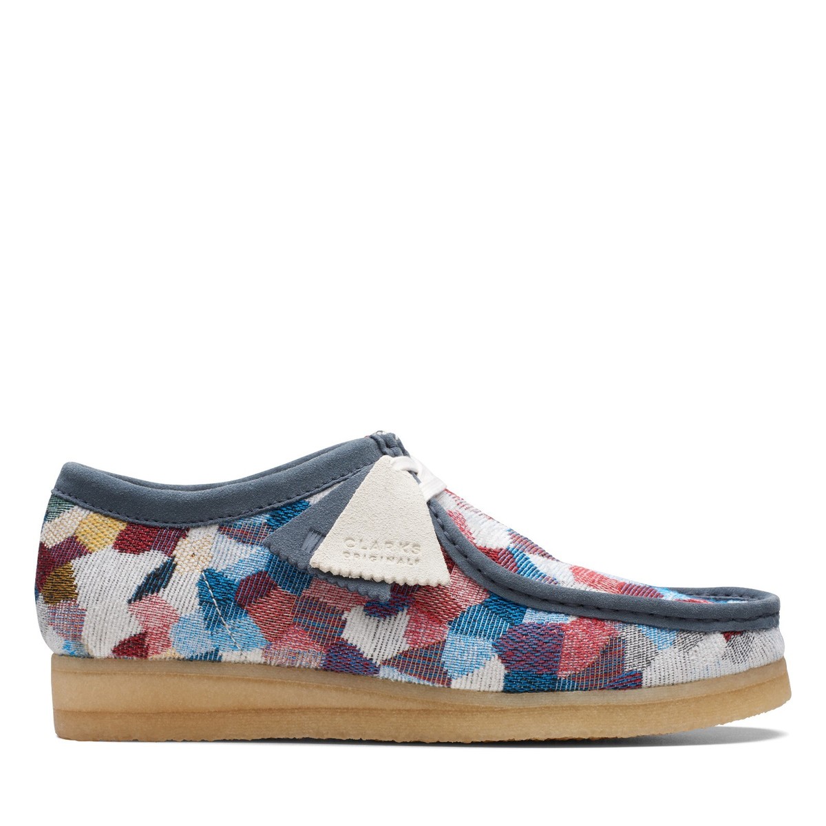 NEW Men Clarks Originals Wallabee Textile Blue multicolour NEW Men Clarks Originals Wallabee Textile Blue multicolour