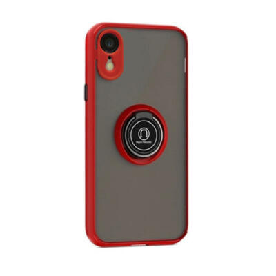 iPhone XR Matted Translucent TPU Case 360 Ring Holder Kickstand Case Cover